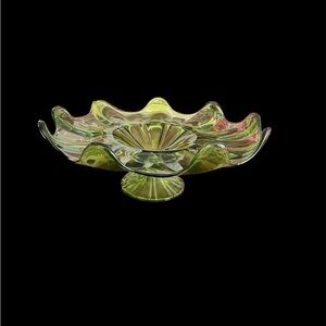 Green Epic by Viking glass console bowl with 9 petals